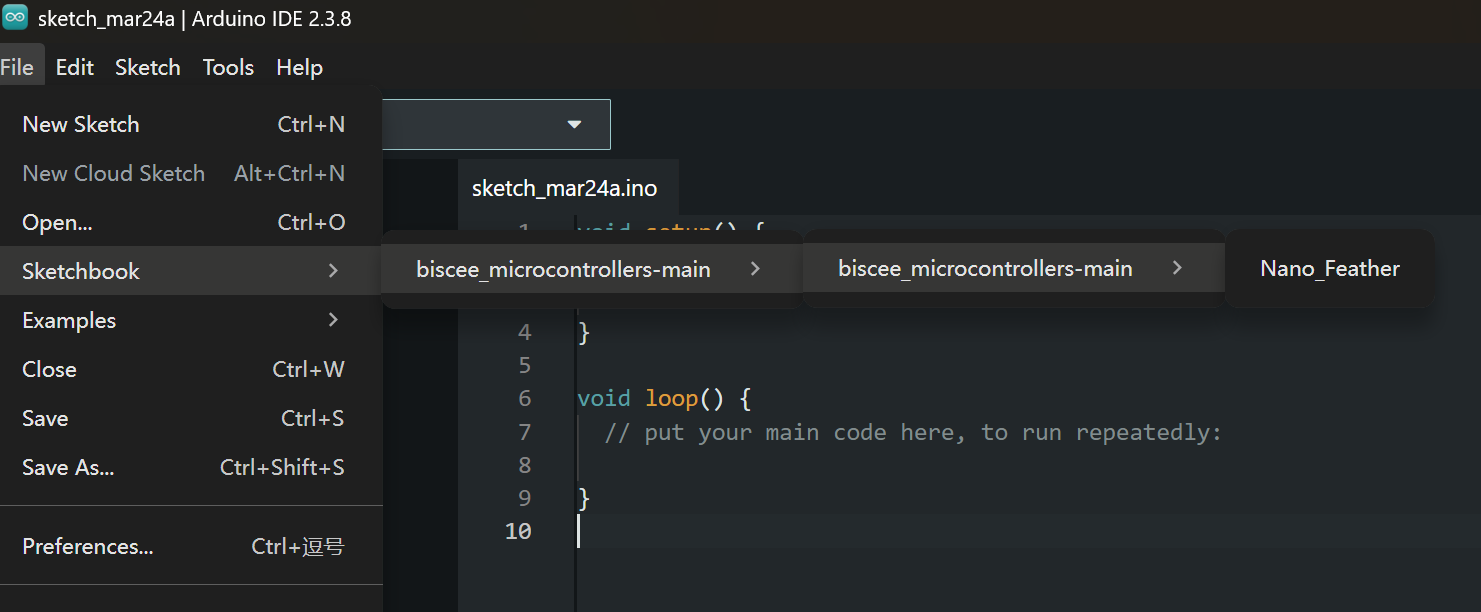 Arduino sketch option