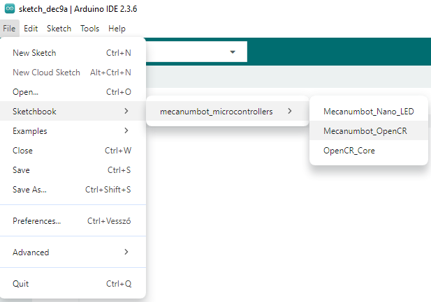 Arduino sketch option